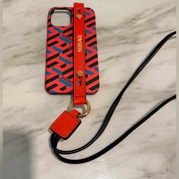Versace Other - Versace Geometric Red and Black Phone Case with Strap